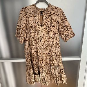 J.Crew Ruffleneck tiered popover dress in leopard dot